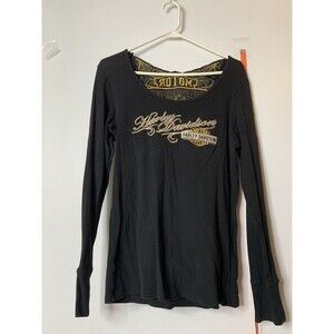 Harley Davidson Embroidered Women’s Scoop Neck Knit Long Sleeve Shirt